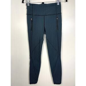 Lululemon Women's 6 Teal Black Legging Athletic Gym Everyday Stretchy Workout